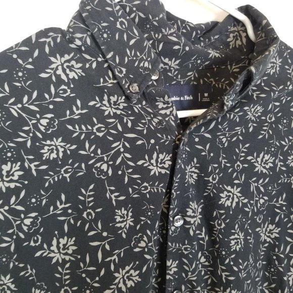 Abercrombie & Fitch Mens M Black Floral Long Sleev - Picture 5 of 8